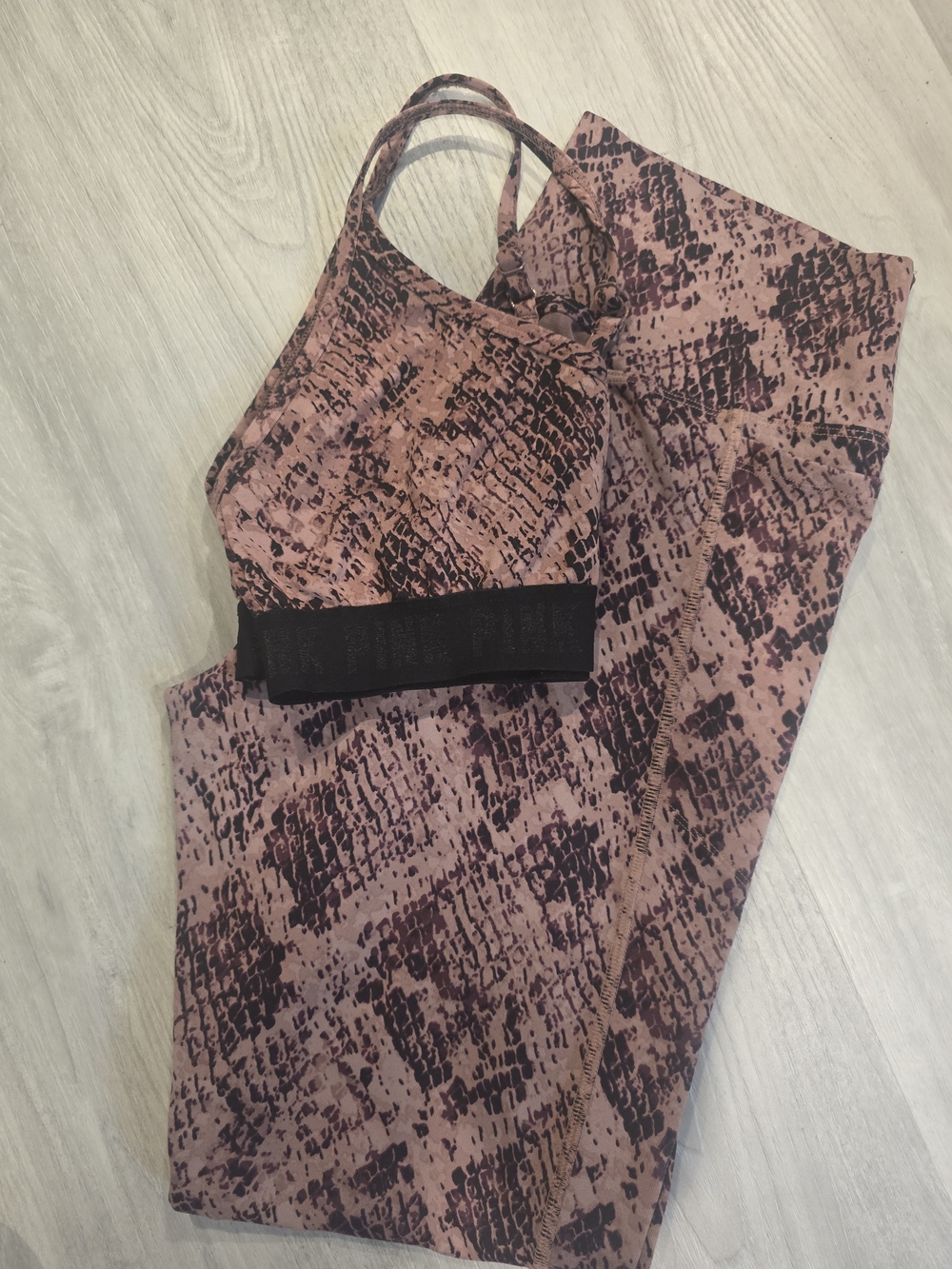 PINK Snake-Print Bralette  and Legging Set